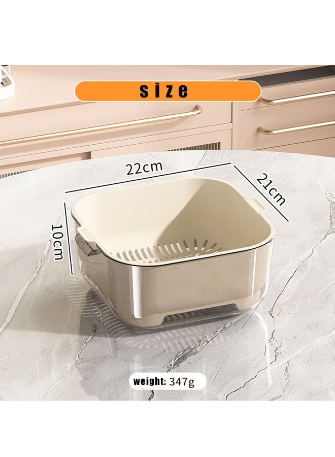 هومستر غسيل سلال الخضروات في سلال الفواكه المطبخ طبقتين من المغسلات الخضروات القابلة للتراكم ، المصفية وغسيل الفواكه والخضروات مجموعة كولاندر المطبخ - Image 4