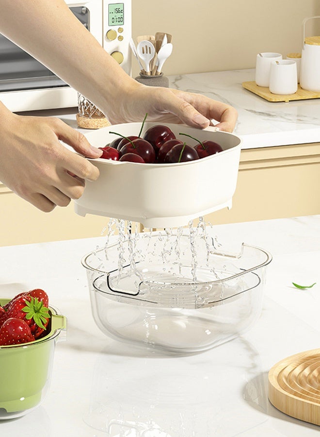 هومستر غسيل سلال الخضروات في سلال الفواكه المطبخ طبقتين من المغسلات الخضروات القابلة للتراكم ، المصفية وغسيل الفواكه والخضروات مجموعة كولاندر المطبخ - Image 2