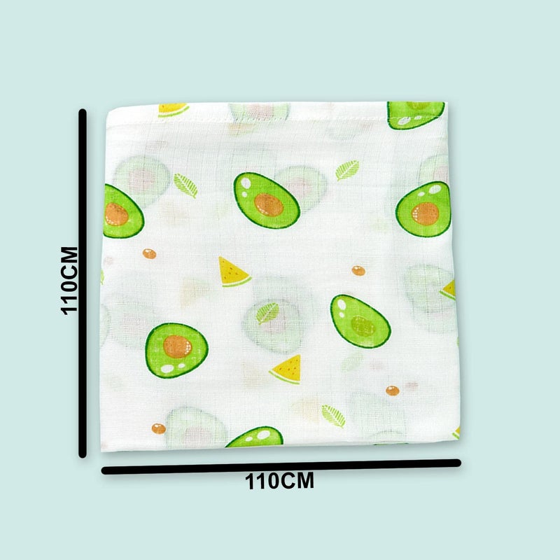 SYGA 110 CM Baby Flannel Square Towel Muslin Swaddle Wrap 100% Cotton Baby Printed Towels (Avocado) - Image 3
