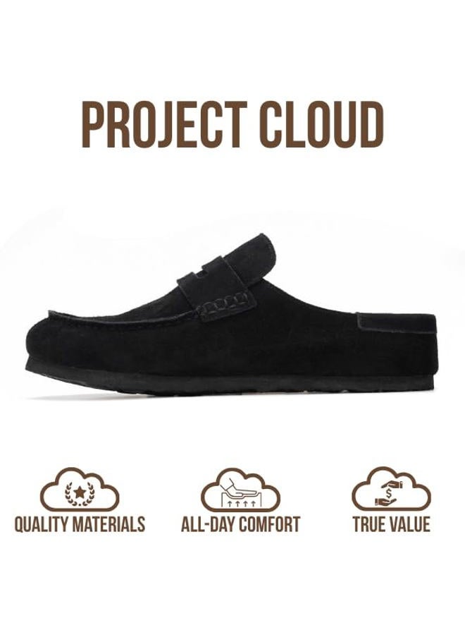Project Cloud 100% Genuine Leather Moccasin-Style Clogs for Women - Memory Foam and Water Resistant Mules Slip-on - Non-Slip and Durable Clogs Casual Shoes for Women Footwear, Black - Haven, 9 - Image 3