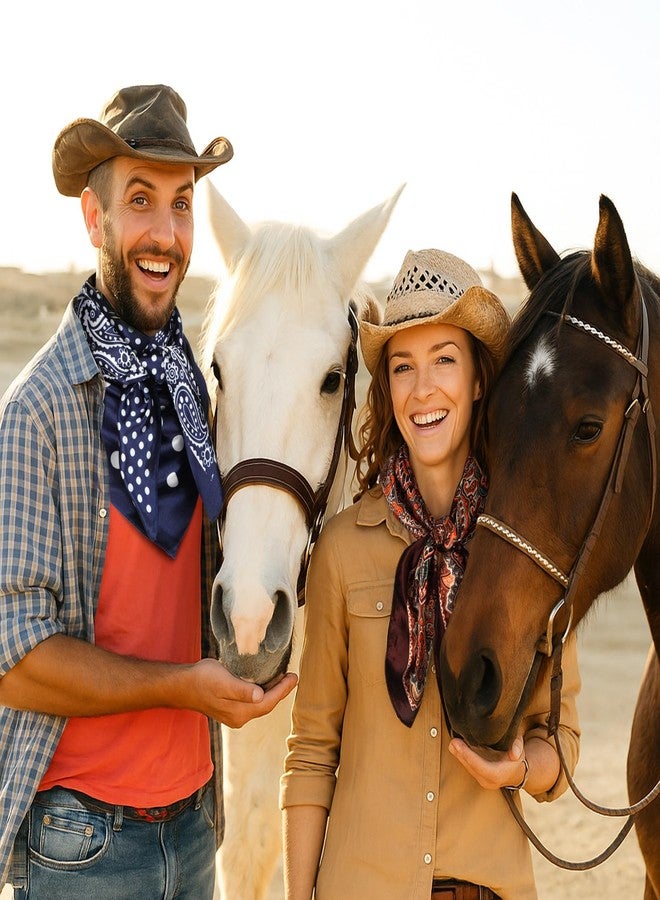 Chicingyou 4 قطع من منديل رعاة البقر مقاس 35 بوصة للرجال، أوشحة كبيرة، منديل رقبة من الحرير، وشاح رقبة غربي للبالغين من الرجال (غربي) - Image 4