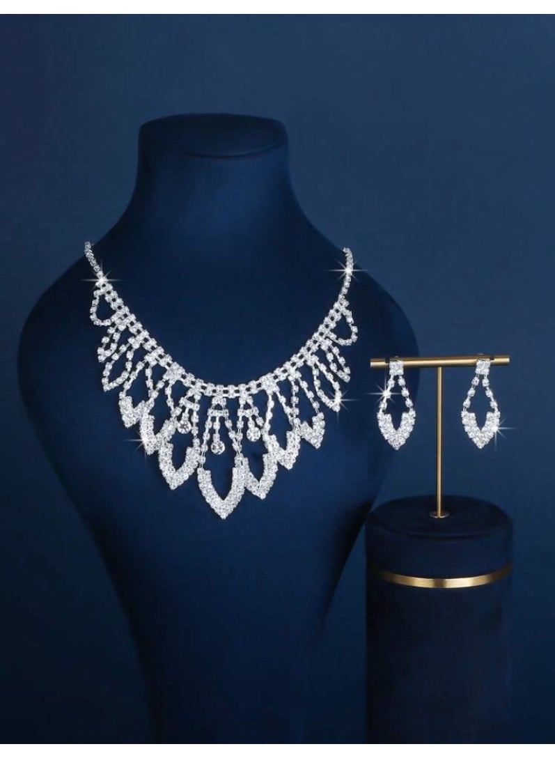 JewelryPalace Amazing Trendy Women's Zirconia Necklace And Earrings Jewellery Set  - Image 2