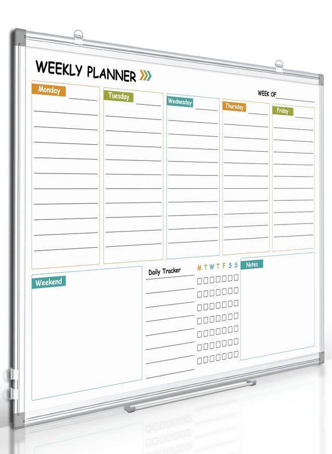 QUEENLINK Weekly Calendar Dry Erase Whiteboard for Wall, 24"x18" Magnetic Weekly Planner White Board, Double Sided Hanging Daily Planning Board for Home, Office, School, Kitchen - Image 1