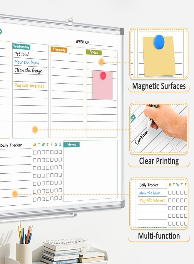 QUEENLINK Weekly Calendar Dry Erase Whiteboard for Wall, 24"x18" Magnetic Weekly Planner White Board, Double Sided Hanging Daily Planning Board for Home, Office, School, Kitchen - Image 4