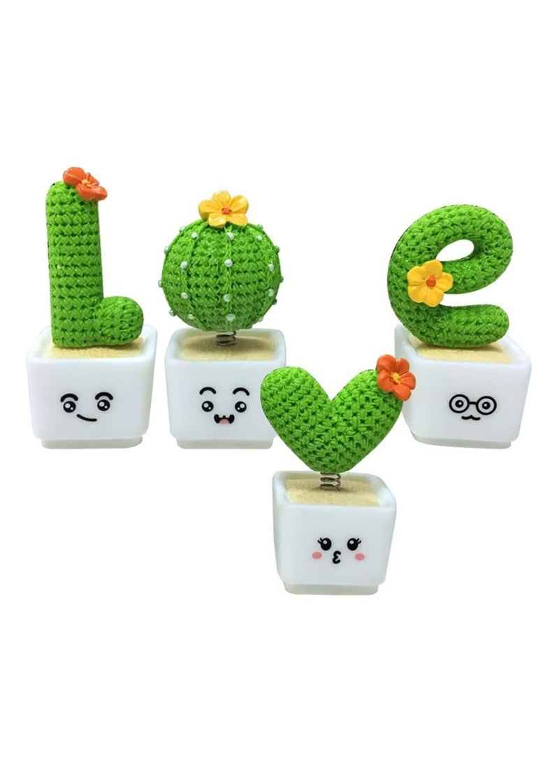 general 4 Pack Funny bobble head cactus statue letters LOVE miniature cactus potted plant plants flowers simulation cactus statue decorations bonsai decorations car dashboard decorations home office decor gifts - Image 1