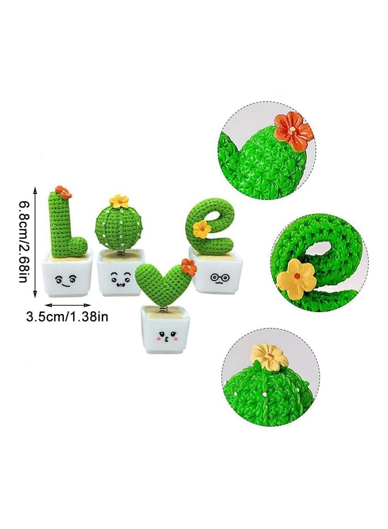 general 4 Pack Funny bobble head cactus statue letters LOVE miniature cactus potted plant plants flowers simulation cactus statue decorations bonsai decorations car dashboard decorations home office decor gifts - Image 2