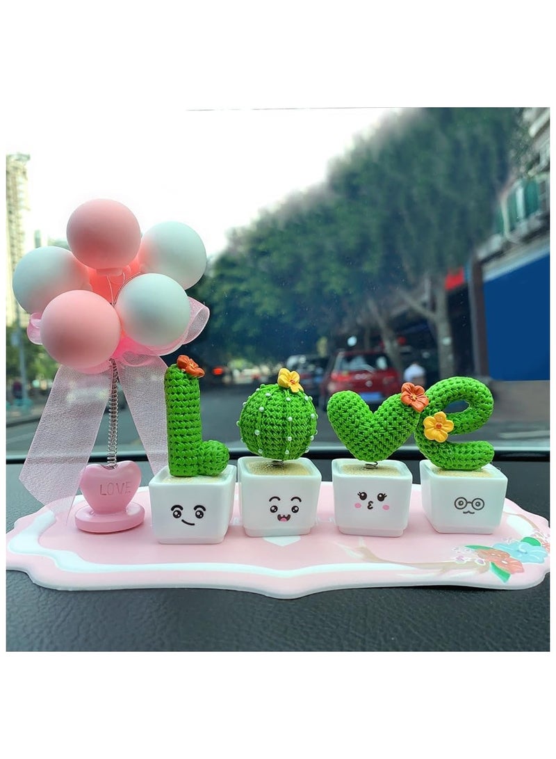 general 4 Pack Funny bobble head cactus statue letters LOVE miniature cactus potted plant plants flowers simulation cactus statue decorations bonsai decorations car dashboard decorations home office decor gifts - Image 5