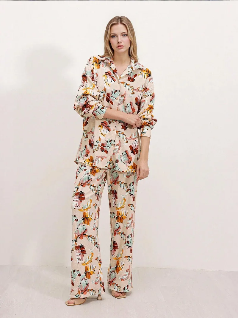 BIG DART BDART Textured Long Sleeve Knit Shirt & Pants Knitted Co-ord Set