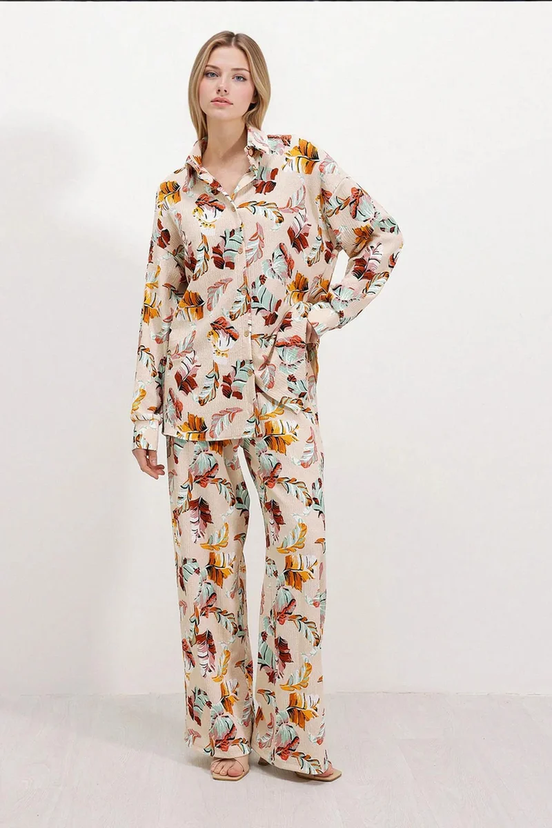 BDART Textured Long Sleeve Knit Shirt & Pants Knitted Co-ord Set