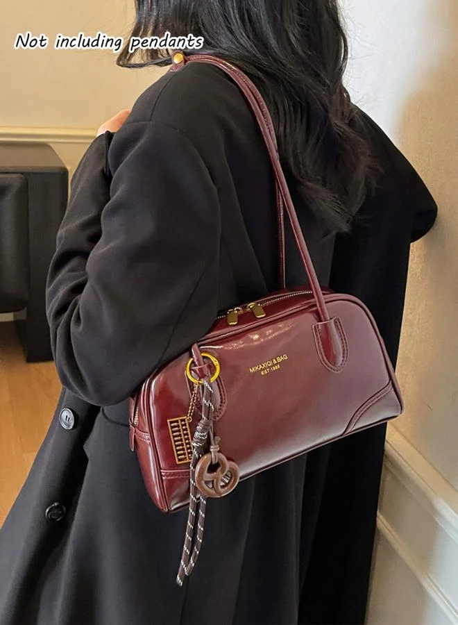 Take Two Burgundy Shoulder Bag with Double Handle