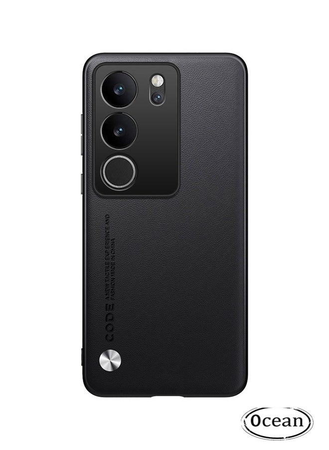 Ocean - VIVO V29 5G Case Cover, PU leather + TPU Soft Frame Protective Cover, Special Leather Texture Phone Case, Anti-Fingerprint Anti-Scratch All-Inclusive Lens Protection Back Cover for VIVO V29 5G, Black - Image 1