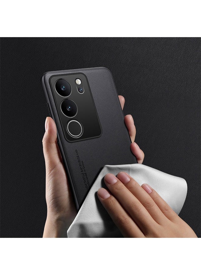 Ocean - VIVO V29 5G Case Cover, PU leather + TPU Soft Frame Protective Cover, Special Leather Texture Phone Case, Anti-Fingerprint Anti-Scratch All-Inclusive Lens Protection Back Cover for VIVO V29 5G, Black - Image 1