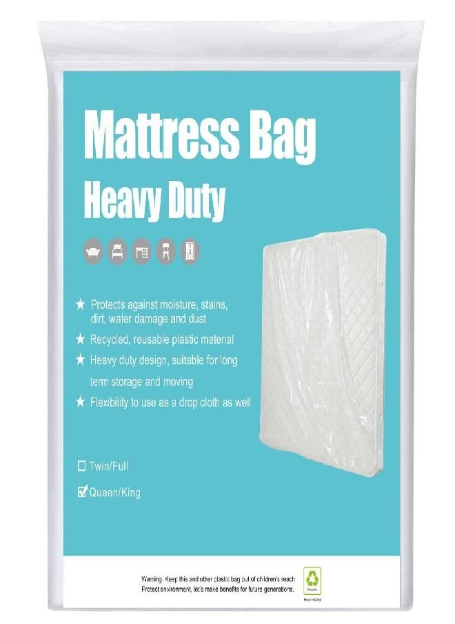 HOMEIDEAS [2-Pack 5-Mil] HOMEIDEAS Mattress Bag (Queen/King) for Moving and Storage Opaque Mattress Disposal Bag - Heavy Duty & Tear Resistant  - Image 2