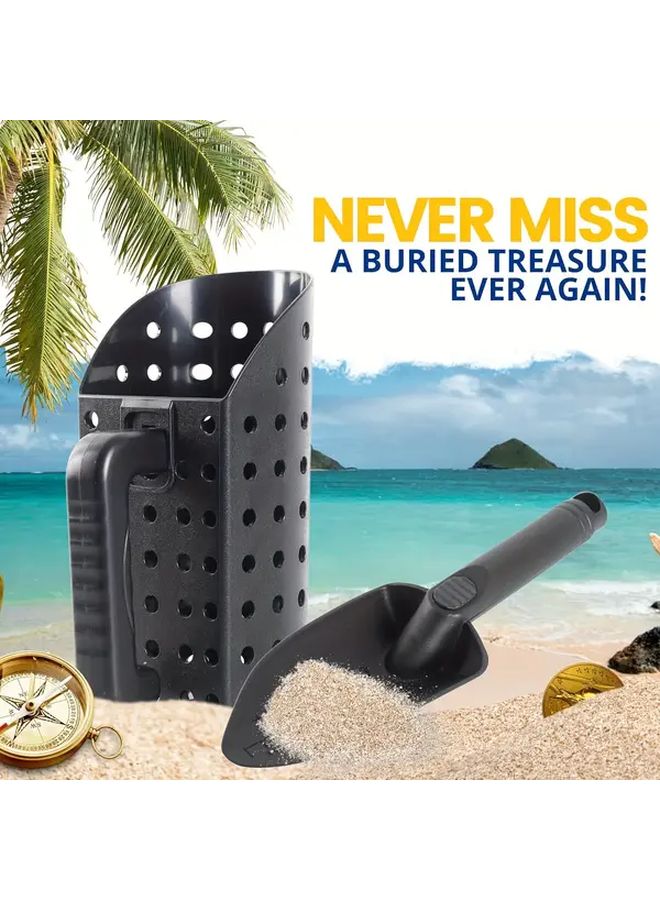 Black Heavy Duty Metal Detector Kit with Shovel for Treasure Hunting Beach Shell Collecting - Image 2