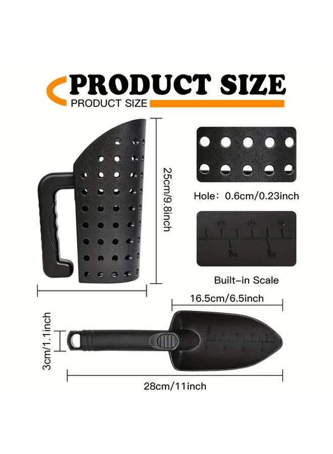 Black Heavy Duty Metal Detector Kit with Shovel for Treasure Hunting Beach Shell Collecting - Image 3