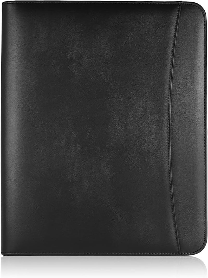 LiebeWH PU Leather Portfolio, Business Padfolio Organizer A4 File Holder for Men Women, Simple and Elegant Design, Multi Pocket with Zippered Enclosure, Fresh Graduates Interviews - Image 1