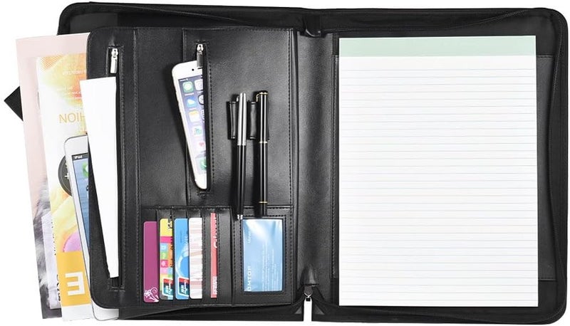 LiebeWH PU Leather Portfolio, Business Padfolio Organizer A4 File Holder for Men Women, Simple and Elegant Design, Multi Pocket with Zippered Enclosure, Fresh Graduates Interviews - Image 5