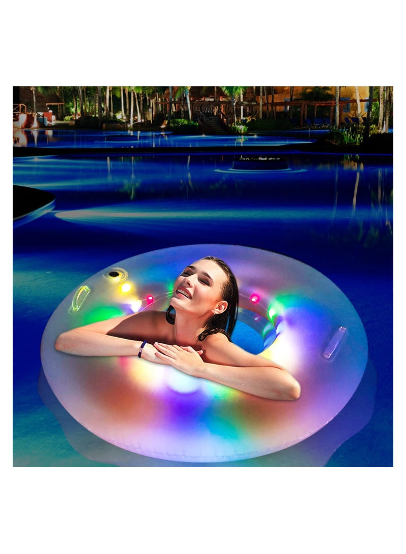 SYOSI SYOSI LED Inflatable Pool Float, Adult Pool Float Tube, LED Pool Swim Ring, Water Fun Large Blow Up Summer Beach Swimming Raft, for Kids - Image 1
