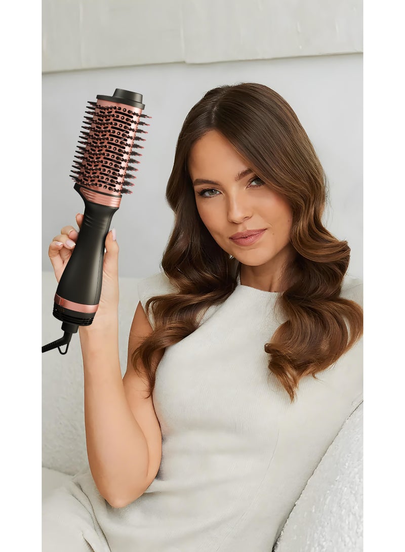 GREEN LION Viora 1200W Hair Styler | PTC Heating Technology | 3 Heat Settings | 360° Swivel Cord | LED Indicator | Round Brush Bristles - Black - Image 2