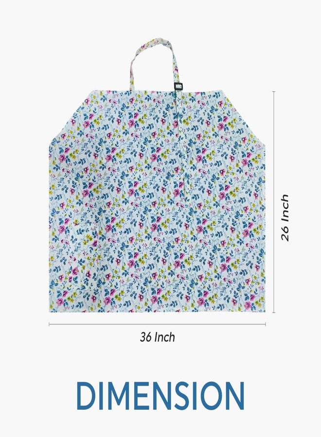 ZIKKU 100% Cotton Nursing Cover for Breastfeeding, Soft and Breathable, Feeding Apron/Cover for Nursing Moms, Lightweight and Comfortable Maternity Breastfeeding Cover with Mobile Pocket (White Flower) - Image 4