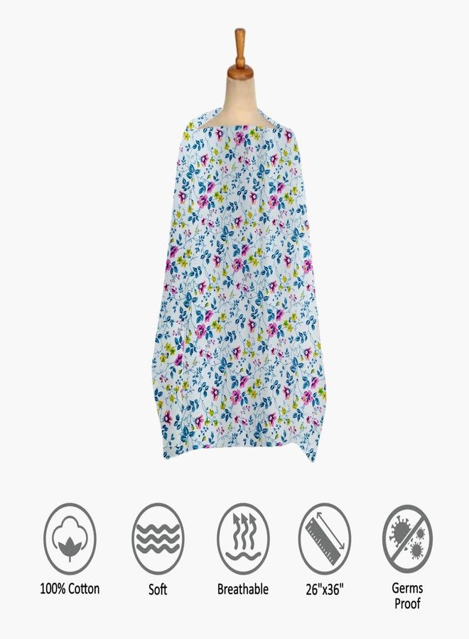 ZIKKU 100% Cotton Nursing Cover for Breastfeeding, Soft and Breathable, Feeding Apron/Cover for Nursing Moms, Lightweight and Comfortable Maternity Breastfeeding Cover with Mobile Pocket (White Flower) - Image 3