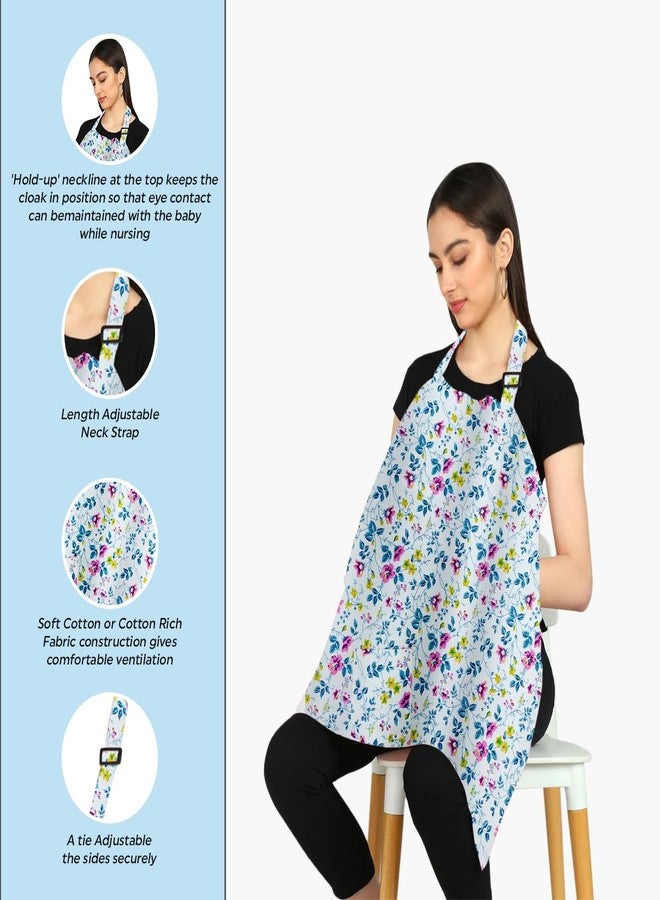 ZIKKU 100% Cotton Nursing Cover for Breastfeeding, Soft and Breathable, Feeding Apron/Cover for Nursing Moms, Lightweight and Comfortable Maternity Breastfeeding Cover with Mobile Pocket (White Flower) - Image 2