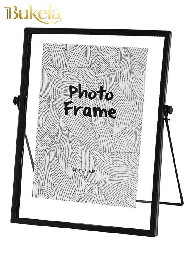 كيلا إطارات صور مقاس 22*17 سم، إطار صور أسود مزخرف مع غطاء من زجاج شبكي لعرض الصور على المكتب من الزجاج عالي الدقة - Image 1