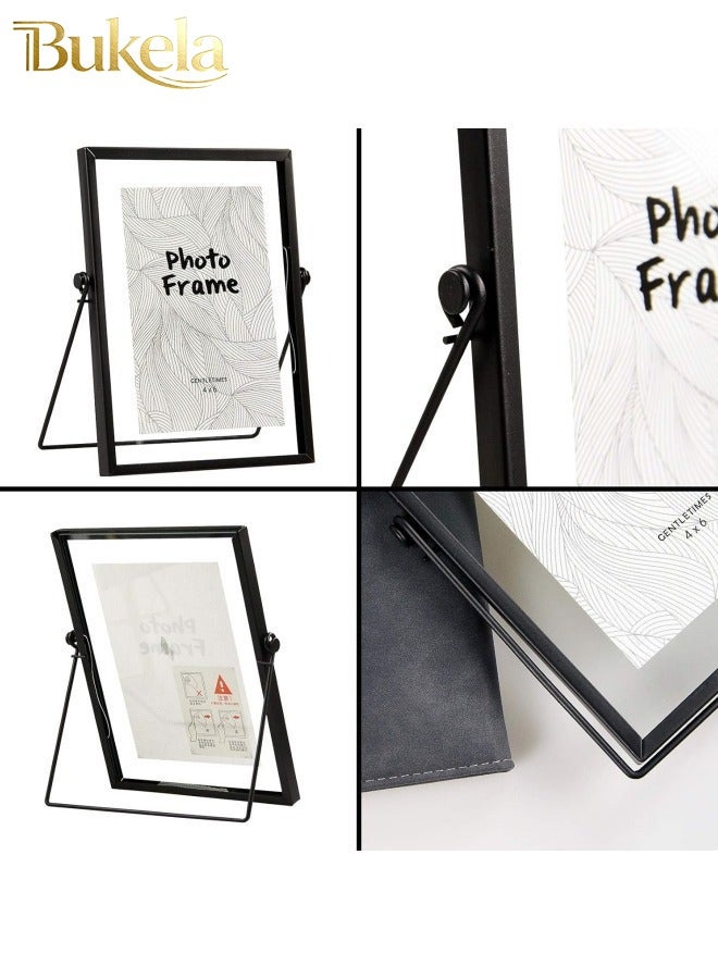 كيلا إطارات صور مقاس 22*17 سم، إطار صور أسود مزخرف مع غطاء من زجاج شبكي لعرض الصور على المكتب من الزجاج عالي الدقة - Image 5