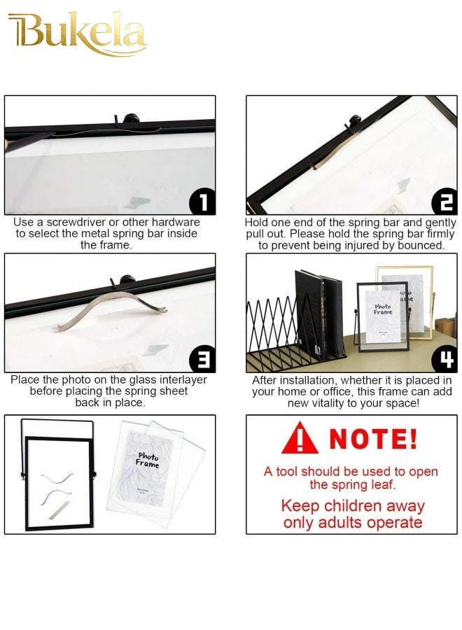 كيلا إطارات صور مقاس 22*17 سم، إطار صور أسود مزخرف مع غطاء من زجاج شبكي لعرض الصور على المكتب من الزجاج عالي الدقة - Image 3