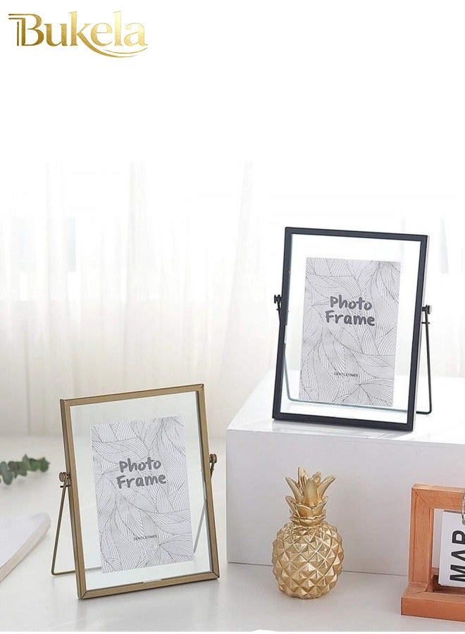 كيلا إطارات صور مقاس 22*17 سم، إطار صور أسود مزخرف مع غطاء من زجاج شبكي لعرض الصور على المكتب من الزجاج عالي الدقة - Image 2