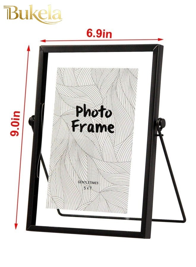 كيلا إطارات صور مقاس 22*17 سم، إطار صور أسود مزخرف مع غطاء من زجاج شبكي لعرض الصور على المكتب من الزجاج عالي الدقة - Image 4