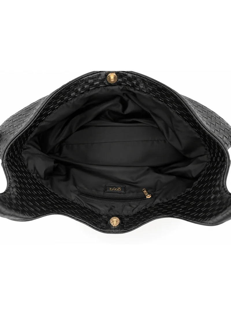 Gaya Elara Woven Shoulder Bag – 13" Laptop & Everyday Shoulder Bag Black