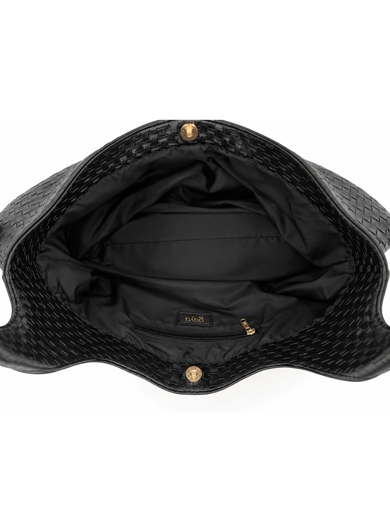 Gaya Elara Woven Shoulder Bag – 13" Laptop & Everyday Shoulder Bag Black - Image 2