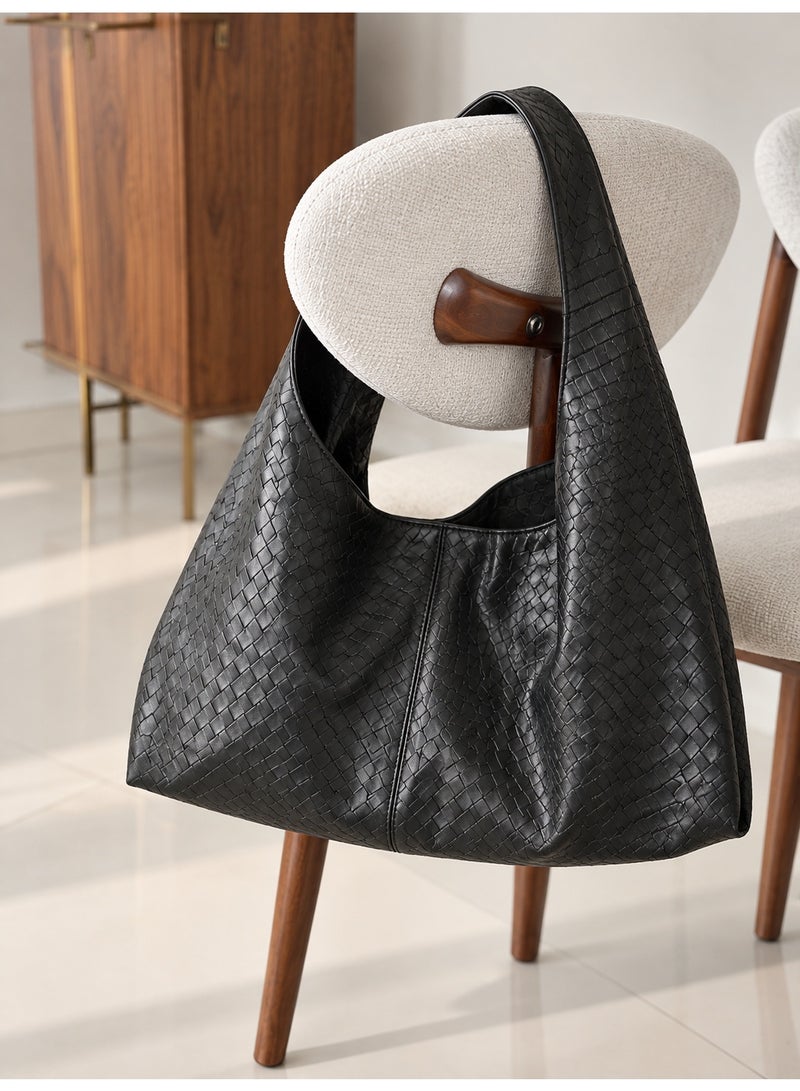 Gaya Elara Woven Shoulder Bag – 13" Laptop & Everyday Shoulder Bag Black - Image 3