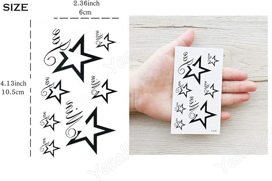 Yesallwas cute Black Moon Sky Stars Temporary Tattoo for Women Body Kids 6 sheet Waterproof Art Fake Tattoo Stickers - Image 3