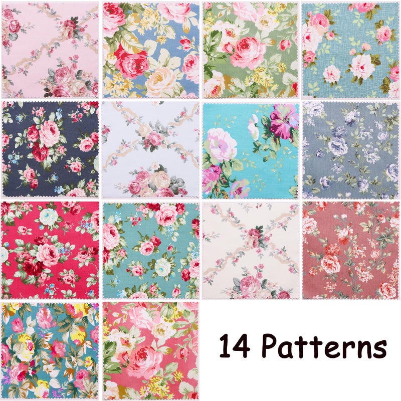 Hanjunzhao 84 Pcs Cotton Fabric Quilt Squares 5x5 inch, Charm Packs for Quilting 5 inch Clearance, 5" Charm Squares - for Quilting, Sewing, Birthday Valentine's Party Decor, and Crafts, Retro Floral - Image 3