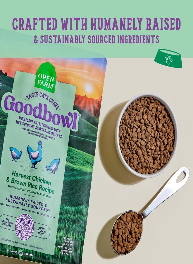 Open Farm Goodbowl, Protein Rich Dry Cat Food Made from Meticulously Sourced Simple Ingredients, Harvest Chicken & Brown Rice Recipe, 7lb Bag (112oz Bag) - Image 2