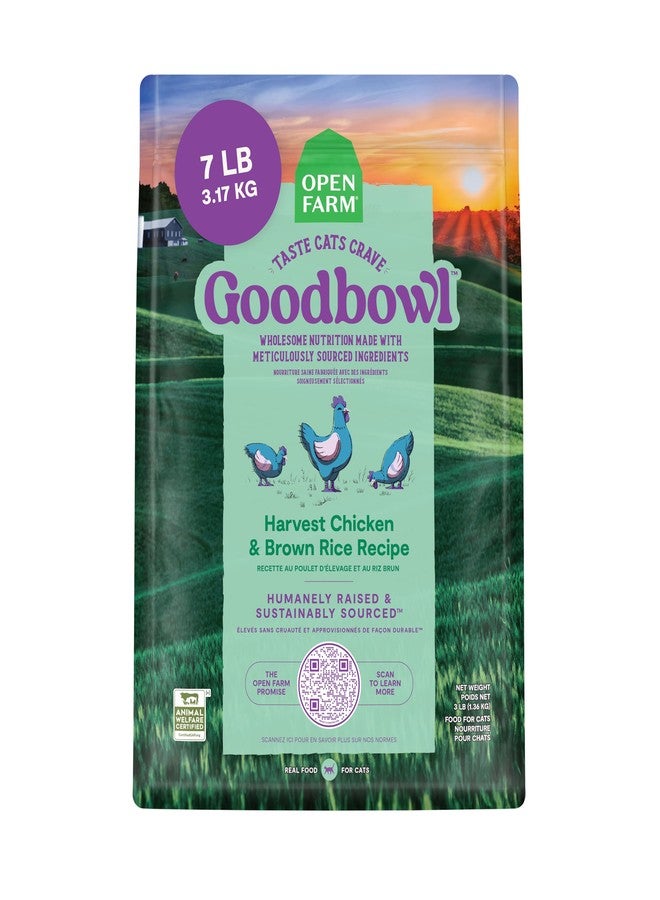 Open Farm Goodbowl, Protein Rich Dry Cat Food Made from Meticulously Sourced Simple Ingredients, Harvest Chicken & Brown Rice Recipe, 7lb Bag (112oz Bag) - Image 1
