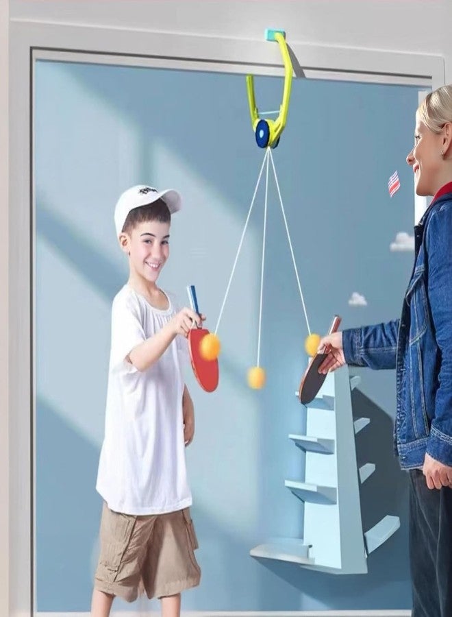 ADson™ Door-Hanging Table Tennis Trainer Set, Adjustable Height up to 1.5M, 2 Paddles and Balls, for Kids and Adults - Image 1