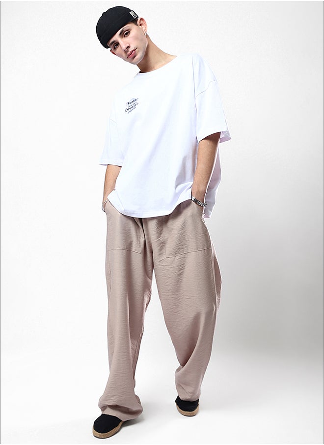 RAVIN - Front Print & Back Elbow Sleeves Cotton White Tee - Image 1