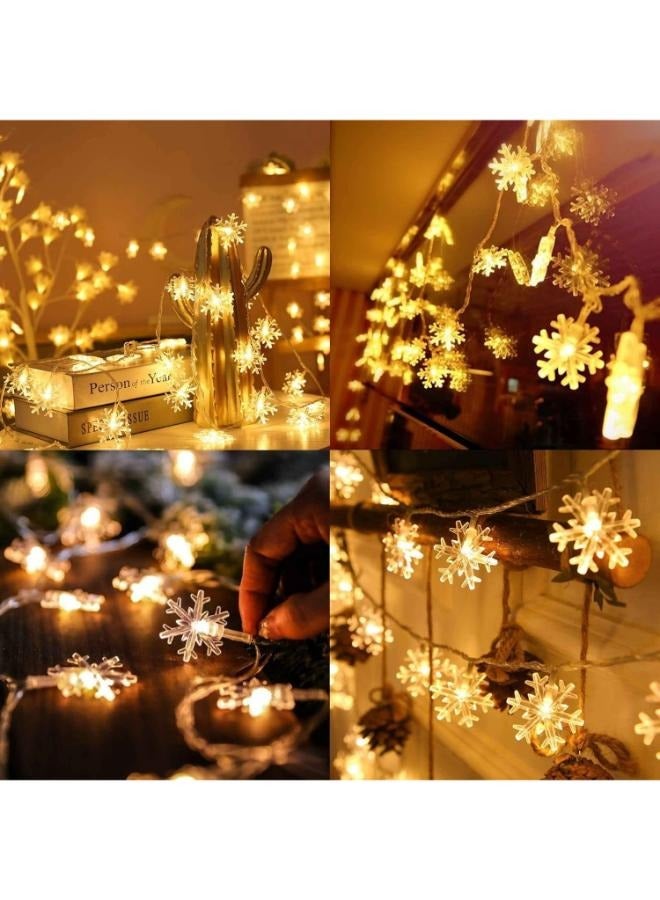 ضوء ندفة الثلج يعمل بالبطارية مقاوم للماء 40 LED 6M أضواء حديقة الجنية لعيد الميلاد ومهرجان المنزل وزينة الحفلات - Image 4