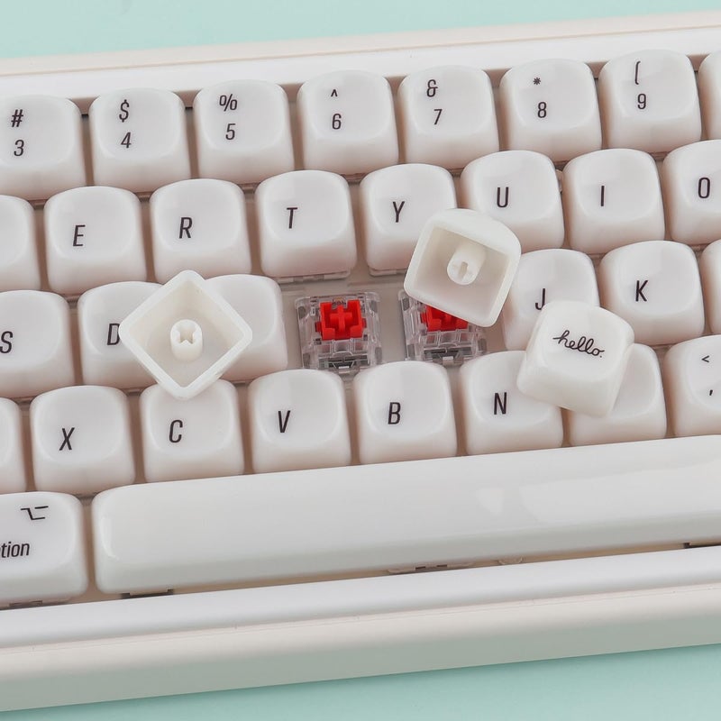 Tsungup MOA Keycaps,136 Keys Cute Ceramic Textured Custom Keycaps 60 75 Percent, Minimalist White Mac Keycap Set Key Caps Keyboard for Cherry Gateron MX Swithes Mechanical Keyboards(Translucent White) - Image 4