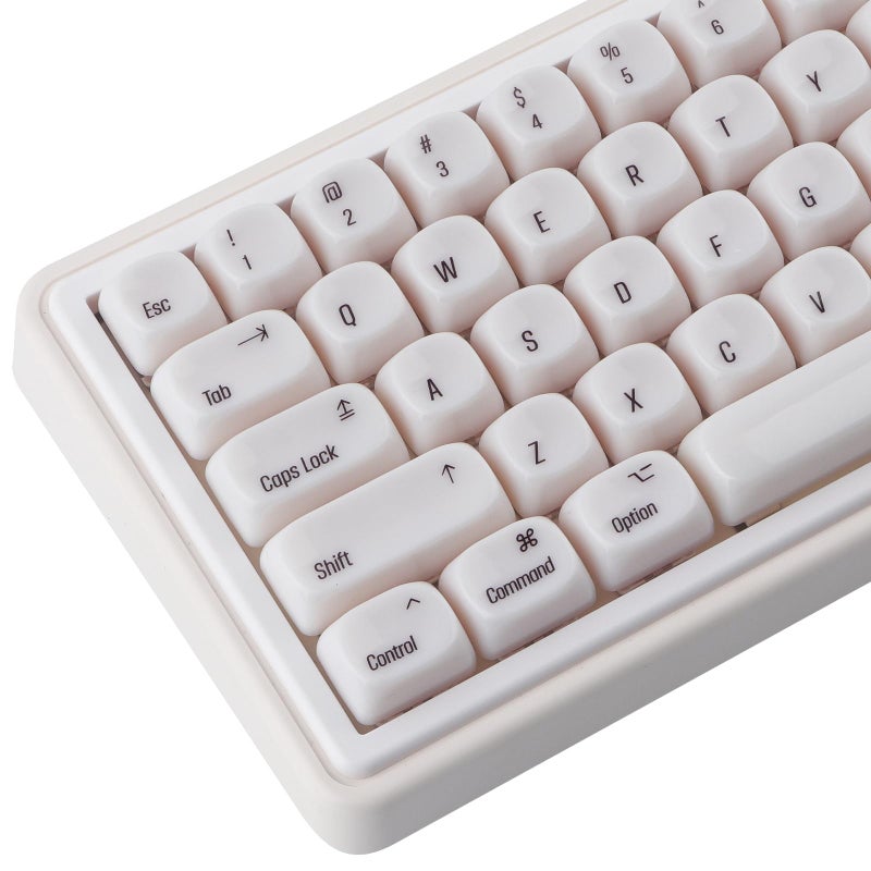 Tsungup MOA Keycaps,136 Keys Cute Ceramic Textured Custom Keycaps 60 75 Percent, Minimalist White Mac Keycap Set Key Caps Keyboard for Cherry Gateron MX Swithes Mechanical Keyboards(Translucent White) - Image 1