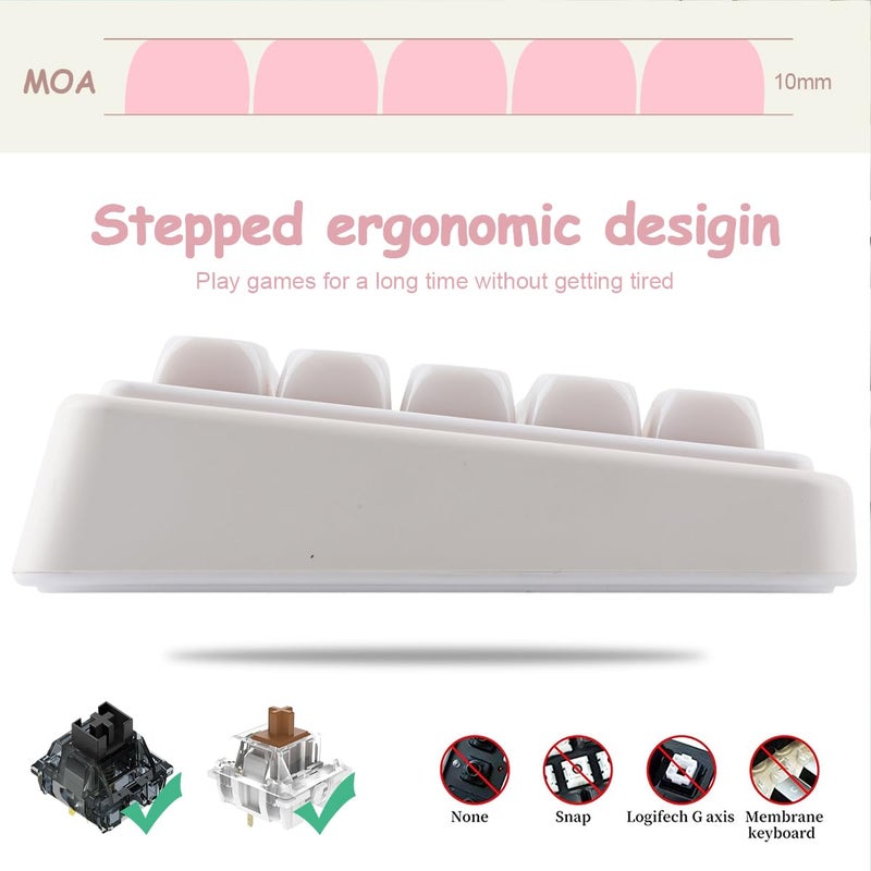 Tsungup MOA Keycaps,136 Keys Cute Ceramic Textured Custom Keycaps 60 75 Percent, Minimalist White Mac Keycap Set Key Caps Keyboard for Cherry Gateron MX Swithes Mechanical Keyboards(Translucent White) - Image 5