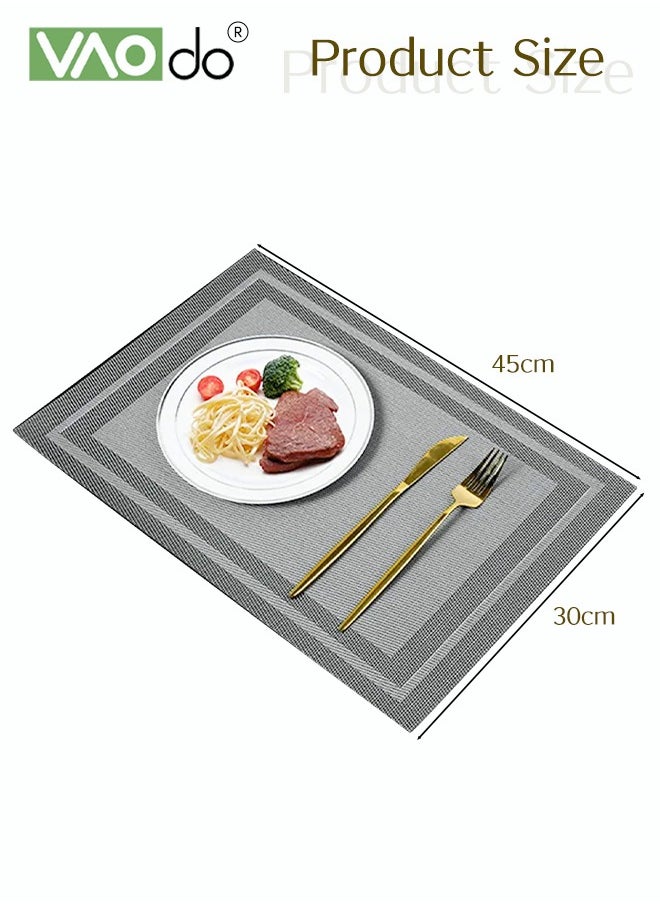 VAOdo 6PCS Placemat High-quality PVC Material Heat Insulation Anti-oil Not Easy to Mold Suitable for Home Use Hotel Restaurant Cafe Etc Grey  - Image 5