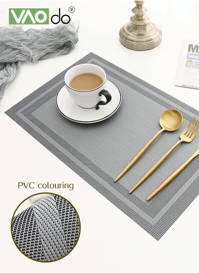 VAOdo 6PCS Placemat High-quality PVC Material Heat Insulation Anti-oil Not Easy to Mold Suitable for Home Use Hotel Restaurant Cafe Etc Grey  - Image 2