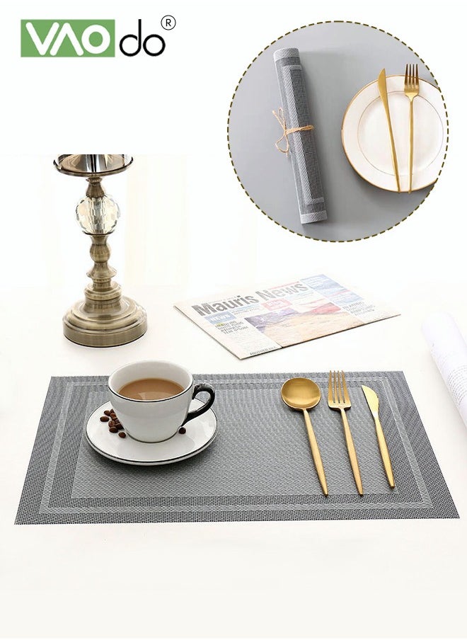 VAOdo 6PCS Placemat High-quality PVC Material Heat Insulation Anti-oil Not Easy to Mold Suitable for Home Use Hotel Restaurant Cafe Etc Grey  - Image 4