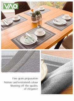 VAOdo 6PCS Placemat High-quality PVC Material Heat Insulation Anti-oil Not Easy to Mold Suitable for Home Use Hotel Restaurant Cafe Etc Grey  - Image 3