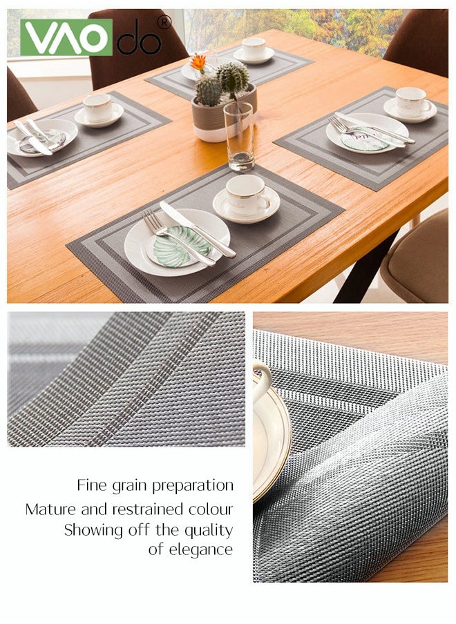 VAOdo 6PCS Placemat High-quality PVC Material Heat Insulation Anti-oil Not Easy to Mold Suitable for Home Use Hotel Restaurant Cafe Etc Grey  - Image 3