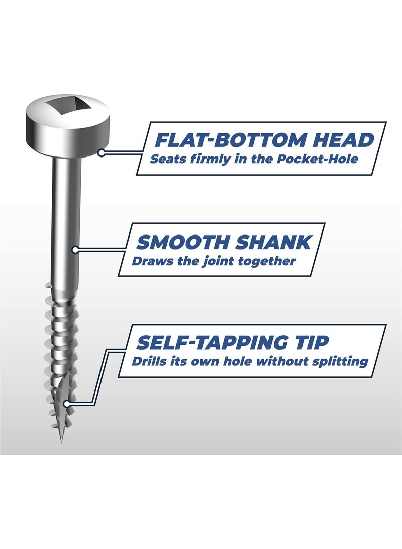 Kreg Kreg SPS-F125-500 Zinc Pocket-Hole Screws, 1 1/4-Inch #6 Fine Thread, Pan Head (500 Count)  - Image 3